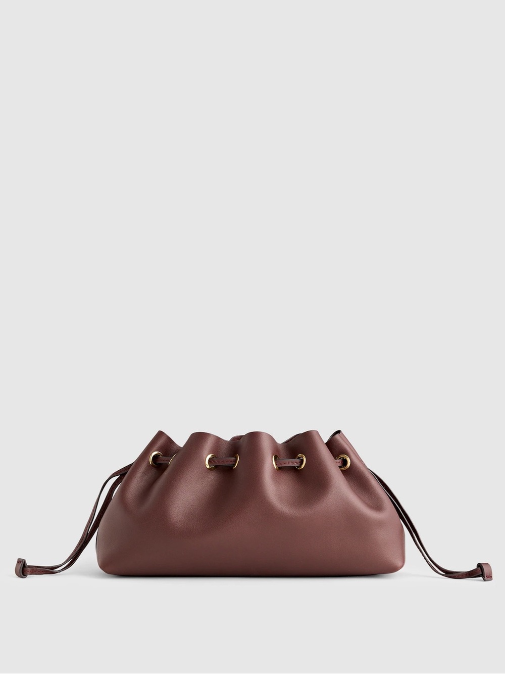 NWT MADEWELL Drawstring Clutch Mini Bag 100% Leather Chocolate Raisin NY176 - Picture 16 of 16